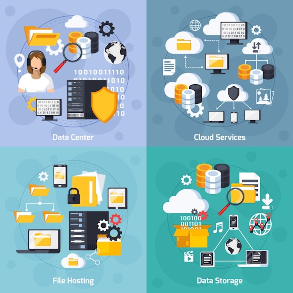 托管服務(wù)概念圖標(biāo)集 信息服務(wù)業(yè)務(wù)的視覺(jué)化詮釋